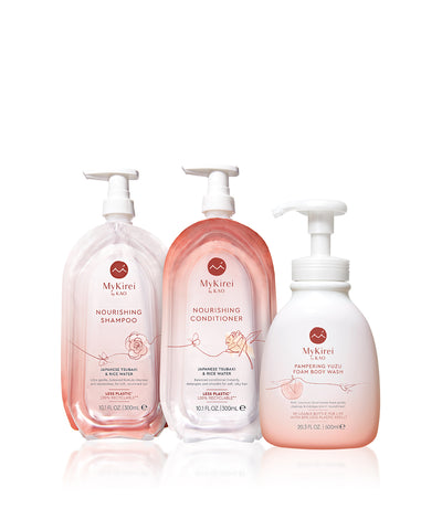 10% off when you bundle - Nourishing Shampoo and Conditioner with Rice Water and luxurious Foam Body Wash.