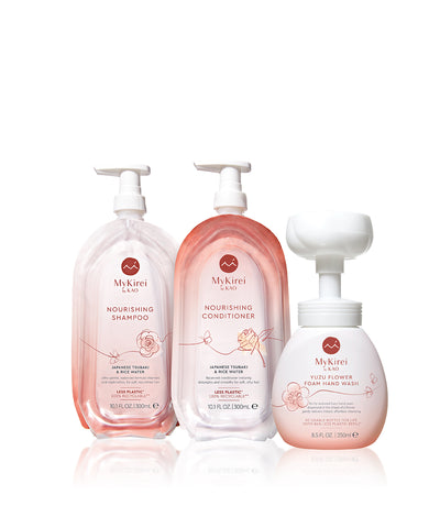 10% off when you bundle - bestselling Nourishing Shampoo and Conditioner and Yuzu Flower Foam Hand Wash.