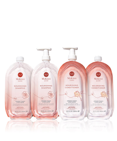 10% off when you bundle - Nourishing Shampoo and Conditioner with Rice Water + Refill for both.