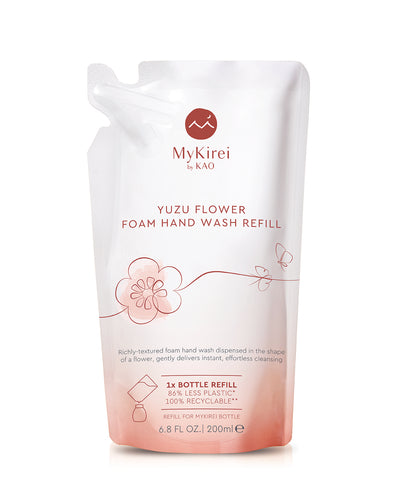 Flower Foam Hand Wash Refill in a sustainable pouch. Made with Yuzu Extract, safe for all skin types.